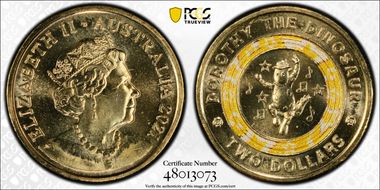 2021 $2 Wiggles-Dorothy the Dinosaur 30th Ann. Colorized MS68