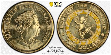 2021 $2 Wiggles-Dorothy the Dinosaur 30th Ann. Colorized MS67