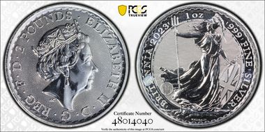 2023 £2 Britannia Elizabeth II Effigy MS68