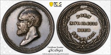 1881 Medal J-PR-44 Silver James A. Garfield SP62