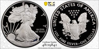 2020-S $1 Silver Eagle PR70DCAM