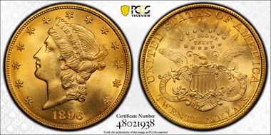 1896 $20 MS65