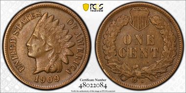 1909-S 1C Indian XF40BN