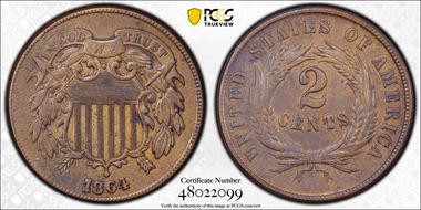 1864 2C Large Motto N1BN
