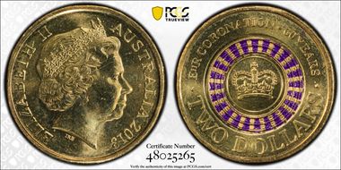 2013 $2 Coronation Colorized MS65
