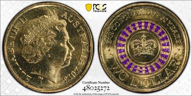 2013 $2 Coronation Colorized MS65