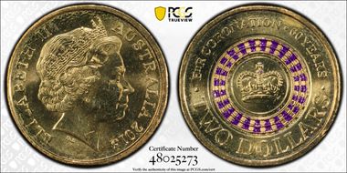2013 $2 Coronation Colorized MS65