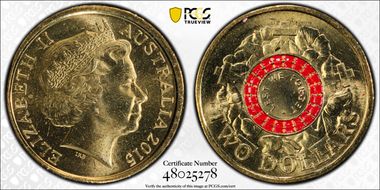 2015 $2 Lest We Forget Colorized MS67