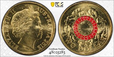 2015 $2 Lest We Forget Colorized MS66
