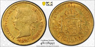 1861 2 Peso AU53