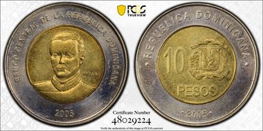 2005 10 Peso MS66