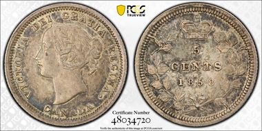 1858 5C Small Date XF45