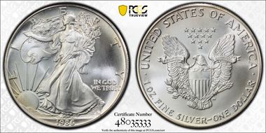 1986 $1 Silver Eagle MS69