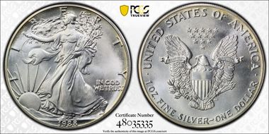 1988 $1 Silver Eagle MS67