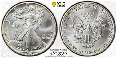 1989 $1 Silver Eagle MS68