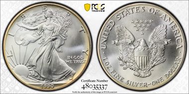 1990 $1 Silver Eagle MS69