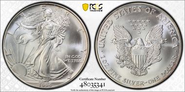 1994 $1 Silver Eagle MS67