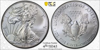2014 $1 Silver Eagle MS67