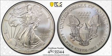 1997 $1 Silver Eagle MS66