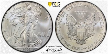 2002 $1 Silver Eagle MS67