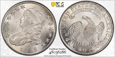 1819/8 50C Large 9 MS63