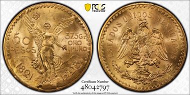 1923 50 Peso KM-481  Au MS65