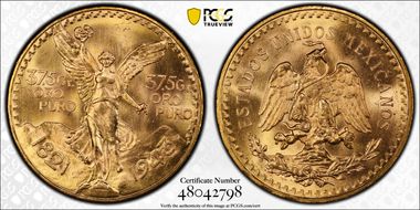 1943 (50 P) KM-482  Au MS67