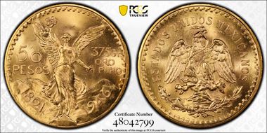 1946 50 Peso KM-481  Au MS67