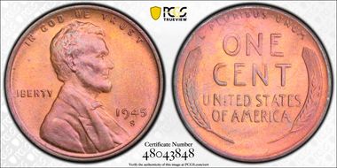 1945-S 1C MS65RB