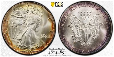 1986 $1 Silver Eagle MS69