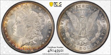 1878 8TF $1 VAM 8, Stick Feather AU58