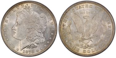 1878 8TF $1 VAM 8, Stick Feather AU58