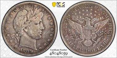 1909-S 50C Inverted Mintmark, FS-501 N1