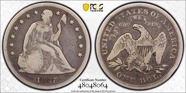 1867 $1 VG10