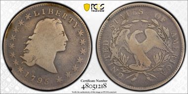 1795 $1 Flowing Hair, 3 Leaves VG8