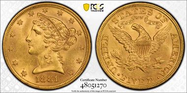 1881 $5 MS63