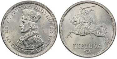 1936 10 Litu KM-83  Ag MS62