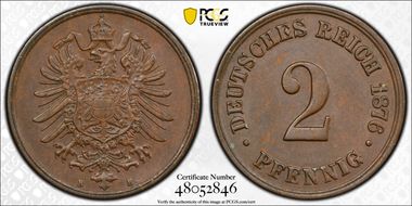 1876-B 2 Pfg J-2 MS62BN