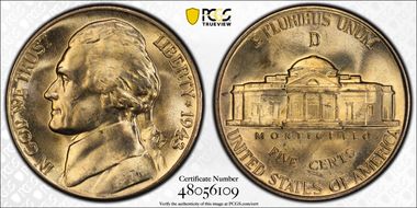 1943-D/D 5C RPM FS-501 MS66