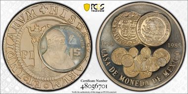 1985-Mo Medal 450th. Ann. Mexico Mint Cu-Ni-Zn SP67