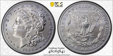 2021 $1 Morgan Dollar 100th Anniversary MS70