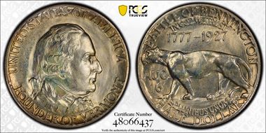 1927 50C Vermont MS65
