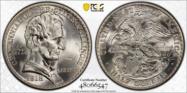 1918 50C Lincoln-Illinois MS65