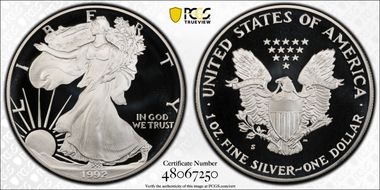 1992-S $1 Silver Eagle PR69DCAM