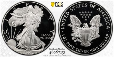 1993-P $1 Silver Eagle PR69DCAM