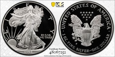 1994-P $1 Silver Eagle PR69DCAM