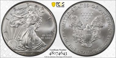 2012 $1 Silver Eagle MS68