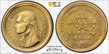 1903 G$1 LA Purchase, Jefferson AU58