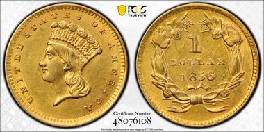 1856 G$1 Slanted 5 AU55