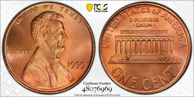 1995 1C Doubled Die Obverse MS69RD